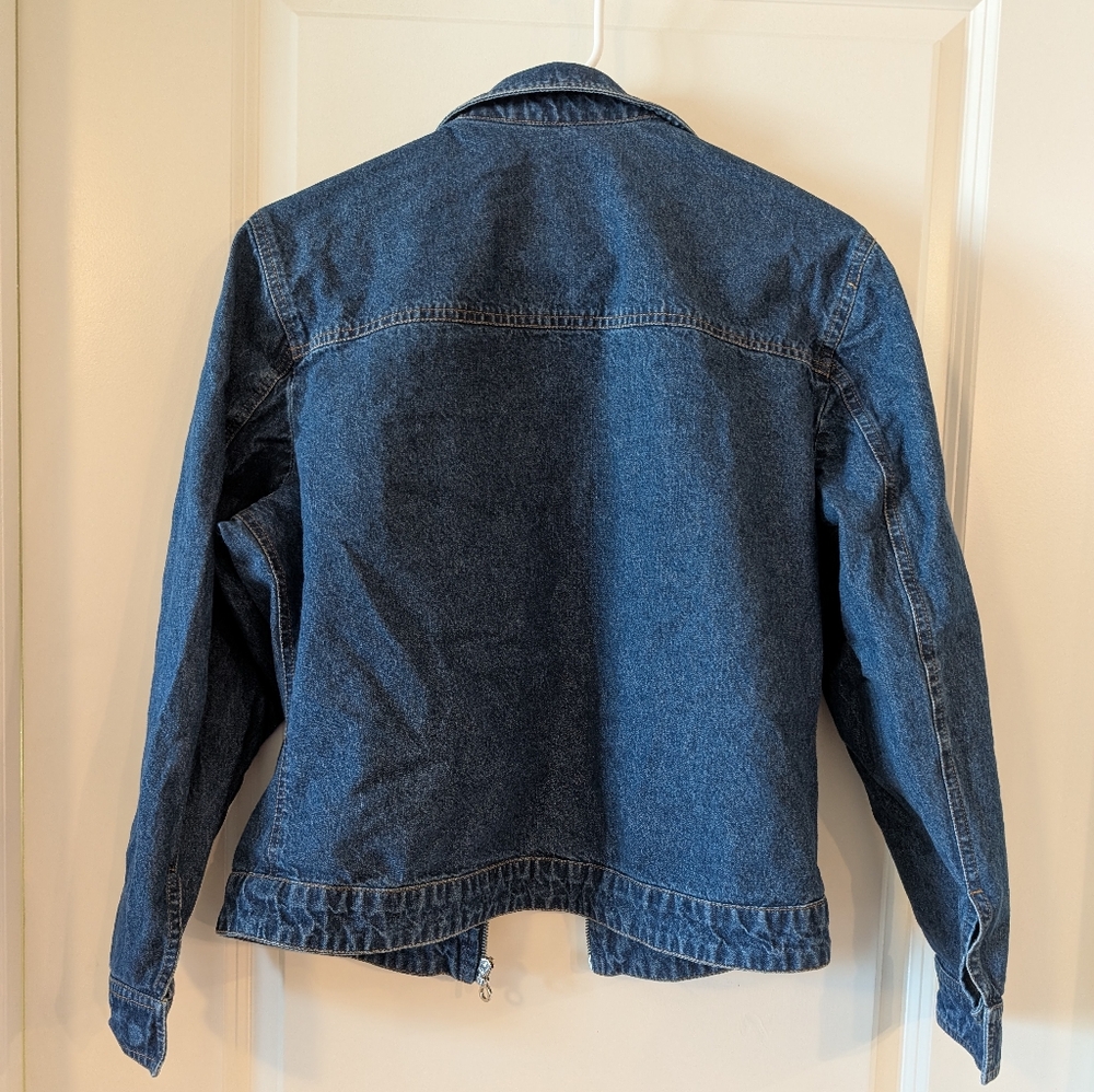 Cute Denim Jacket - Gemstone Pattern, Zipper (M/L) - Picture 2 of 4
